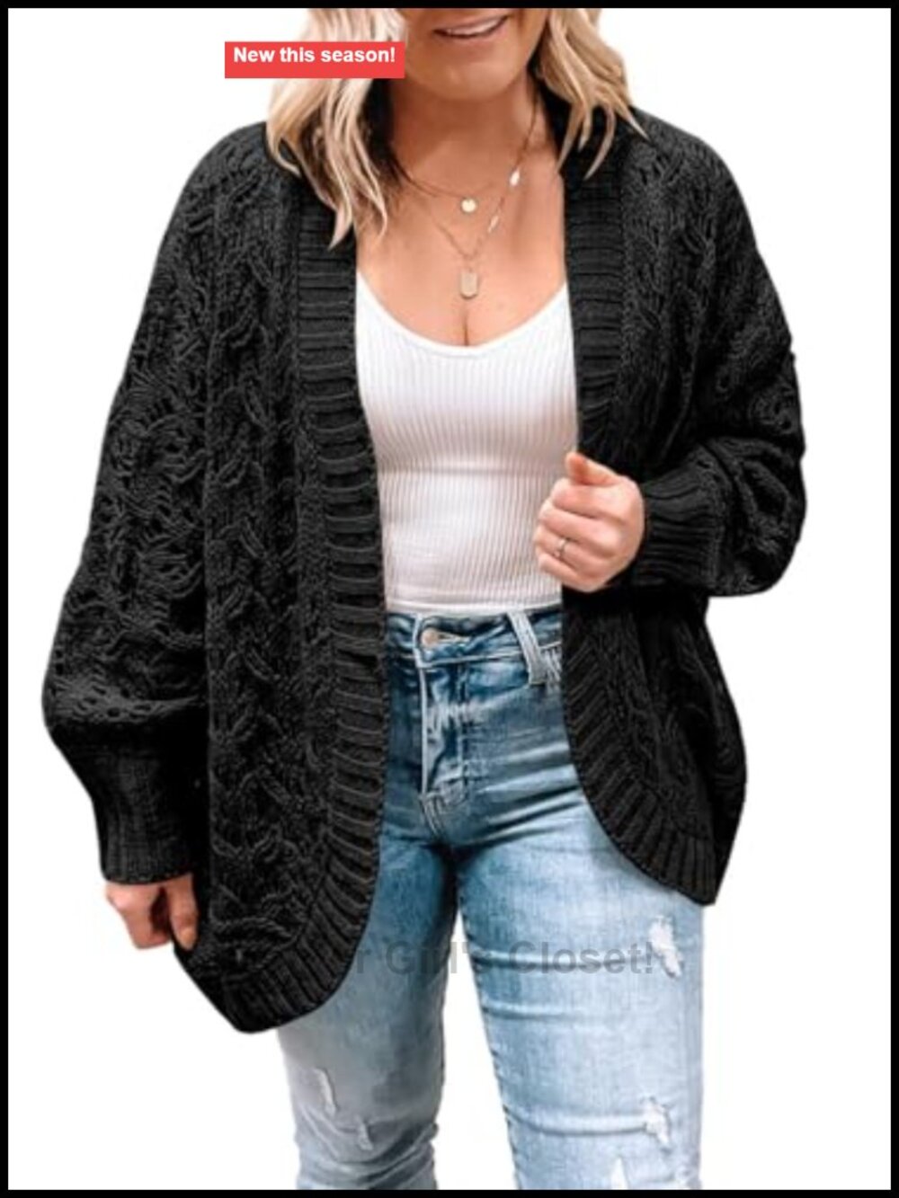 Plus Size Open Front Cardigan Long Sleeve Lightweight Knit Sweater